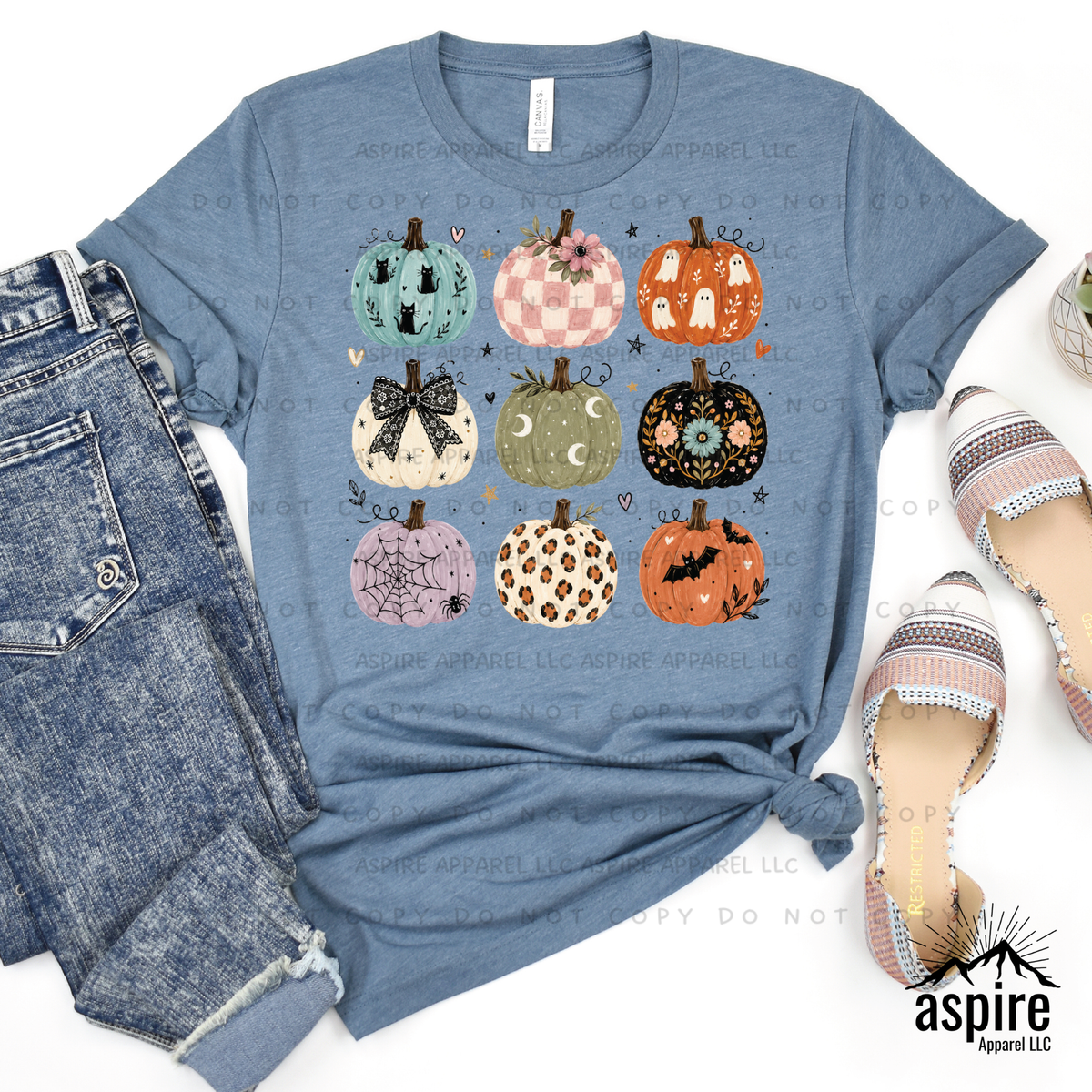 Preppy Pumpkin Collage T-Shirt | Cute Halloween Fall Graphic Tee