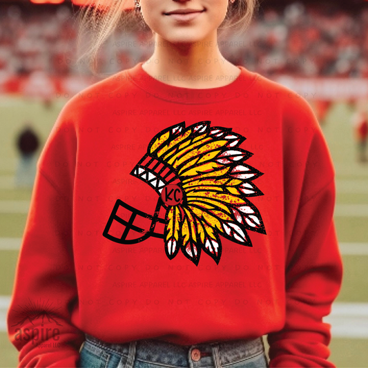 KC Headdress Football Crew Sweatshirt