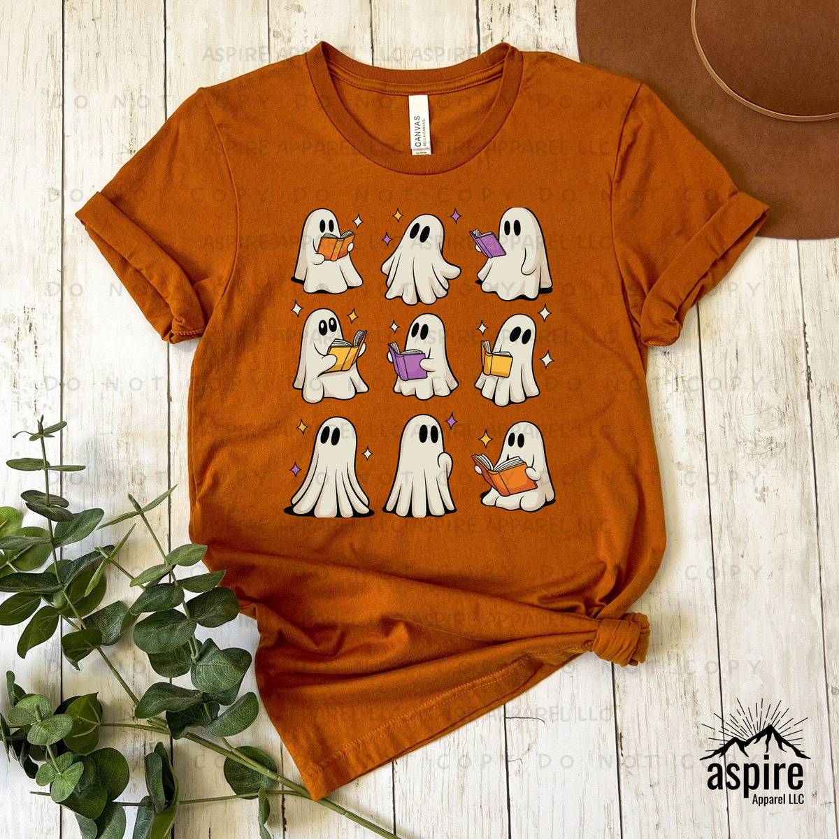 Reading Ghosts Halloween Graphic Tee | Spooky Book Lover Shirt