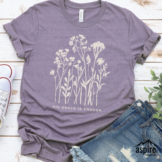 His Grace Is Enough Wildflower | Christian T-Shirt