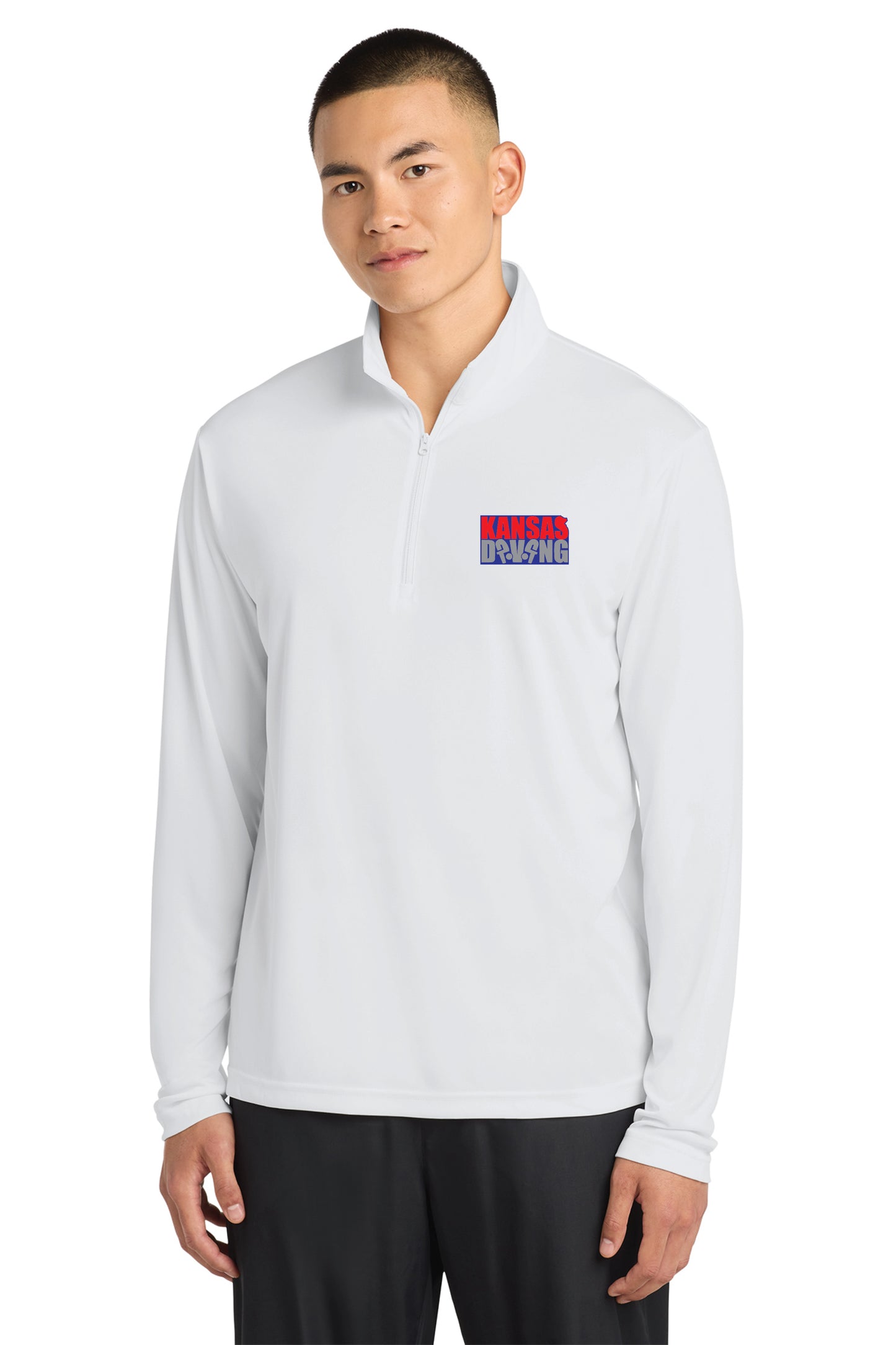 Unisex White 1/4 Zip with Embroidered Logo