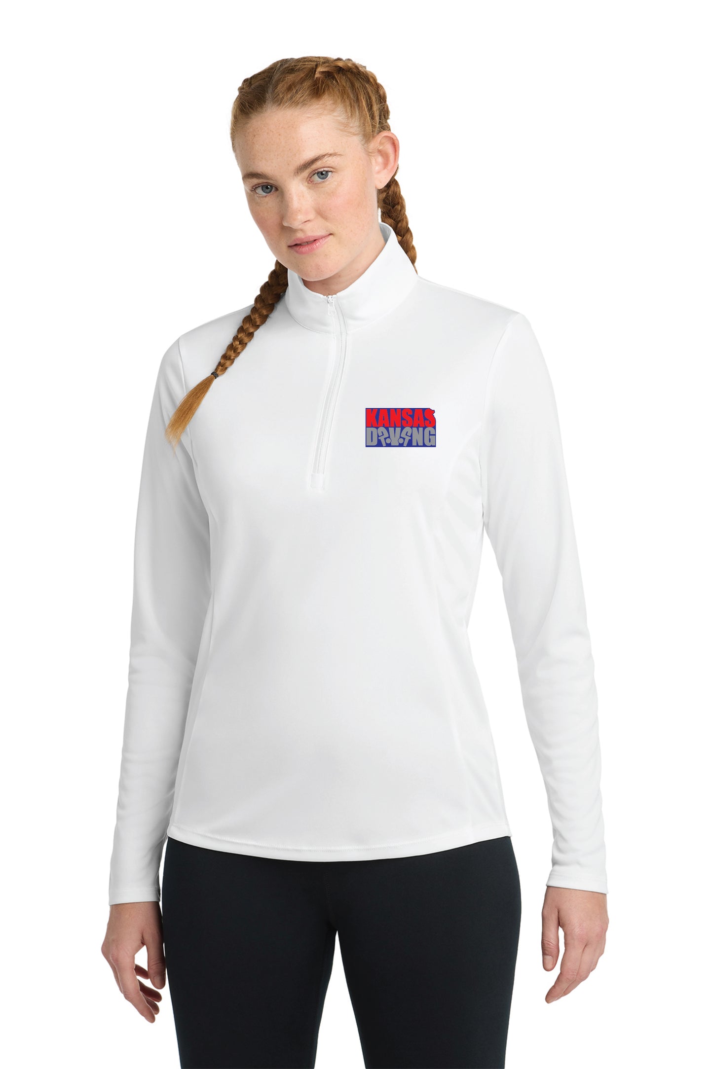 Women's White 1/4 Zip with Embroidered Logo