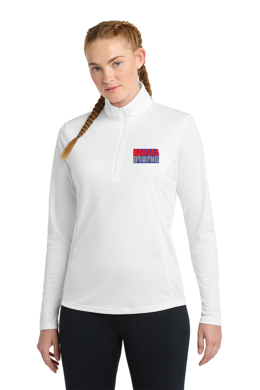 Women's White 1/4 Zip with Embroidered Logo